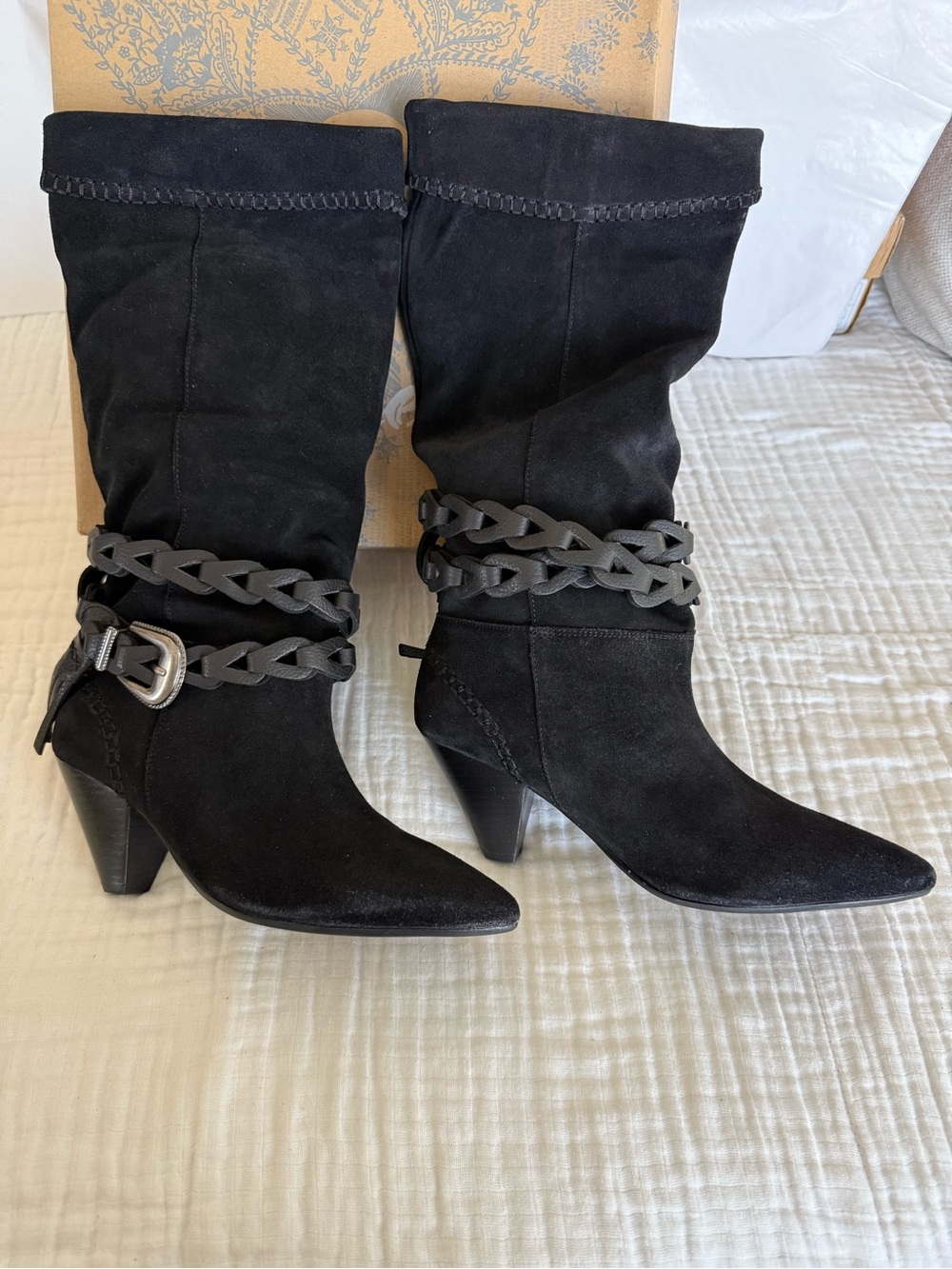 NIB Free People Bridget Belt Slouch Boots Size 7.5